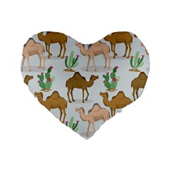 Camels-cactus-desert-pattern Standard 16  Premium Flano Heart Shape Cushions