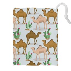 Camels-cactus-desert-pattern Drawstring Pouch (4xl) by Jancukart