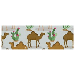 Camels-cactus-desert-pattern Banner And Sign 9  X 3  by Jancukart