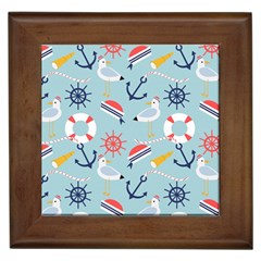 Nautical-marine-symbols-seamless-pattern Framed Tile