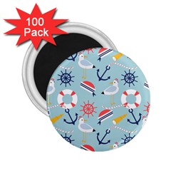 Nautical-marine-symbols-seamless-pattern 2 25  Magnets (100 Pack) 