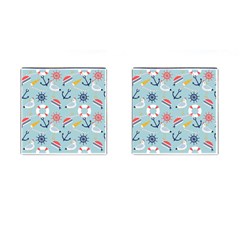 Nautical-marine-symbols-seamless-pattern Cufflinks (square)