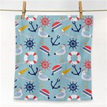 Nautical-marine-symbols-seamless-pattern Face Towel Front