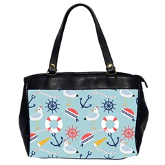 Nautical-marine-symbols-seamless-pattern Oversize Office Handbag (2 Sides)