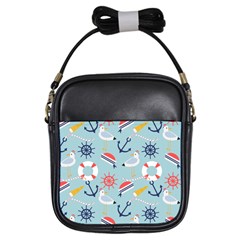 Nautical-marine-symbols-seamless-pattern Girls Sling Bag