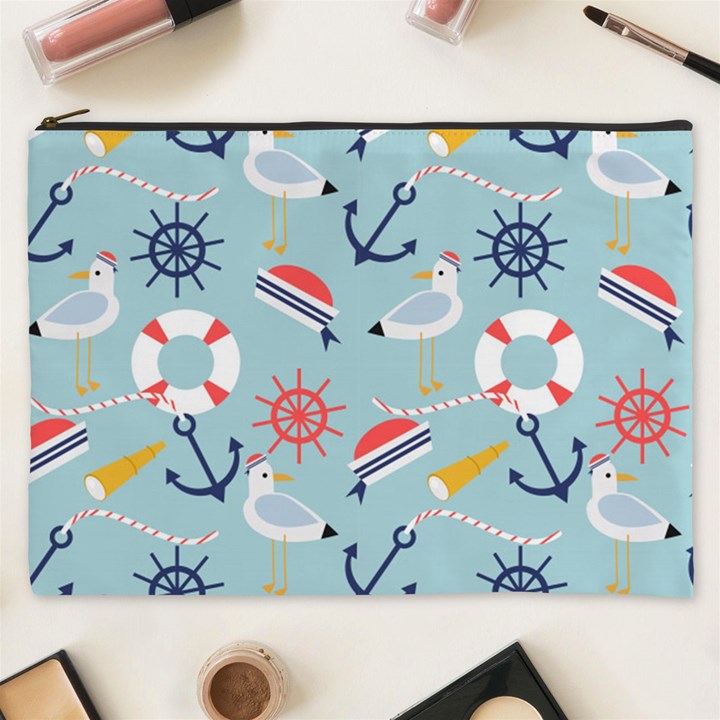 Nautical-marine-symbols-seamless-pattern Cosmetic Bag (XXXL)