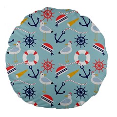 Nautical-marine-symbols-seamless-pattern Large 18  Premium Flano Round Cushions