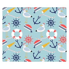 Nautical-marine-symbols-seamless-pattern Double Sided Flano Blanket (small)  by Jancukart