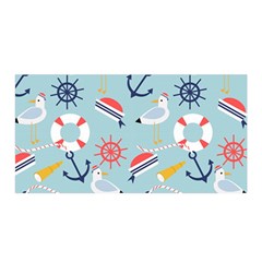 Nautical-marine-symbols-seamless-pattern Satin Wrap 35  x 70 