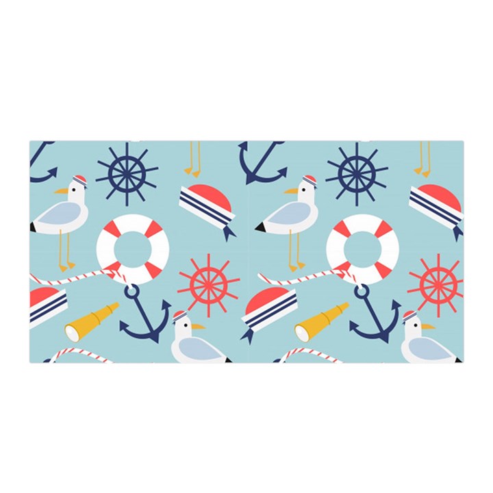 Nautical-marine-symbols-seamless-pattern Satin Wrap 35  x 70 