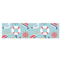 Nautical-marine-symbols-seamless-pattern Oblong Satin Scarf (16  X 60 )