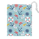 Nautical-marine-symbols-seamless-pattern Drawstring Pouch (4XL) Front