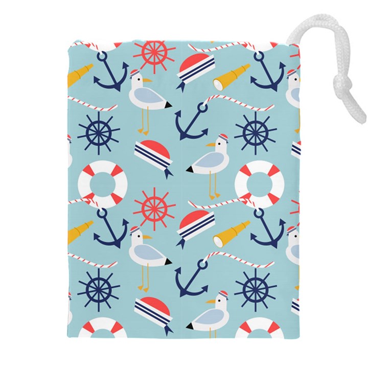 Nautical-marine-symbols-seamless-pattern Drawstring Pouch (4XL)