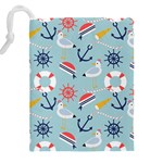 Nautical-marine-symbols-seamless-pattern Drawstring Pouch (4XL) Back