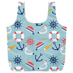 Nautical-marine-symbols-seamless-pattern Full Print Recycle Bag (xxxl) by Jancukart