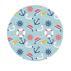 Nautical-marine-symbols-seamless-pattern Mini Round Pill Box (pack Of 5)