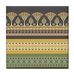 Seamless-pattern-egyptian-ornament-with-lotus-flower Tile Coaster by Jancukart