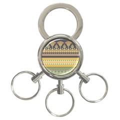 Seamless-pattern-egyptian-ornament-with-lotus-flower 3-ring Key Chain