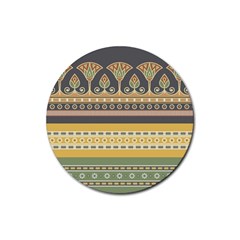 Seamless-pattern-egyptian-ornament-with-lotus-flower Rubber Coaster (round)