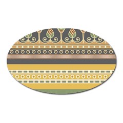 Seamless-pattern-egyptian-ornament-with-lotus-flower Oval Magnet by Jancukart