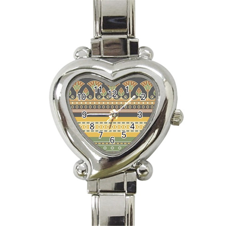 Seamless-pattern-egyptian-ornament-with-lotus-flower Heart Italian Charm Watch