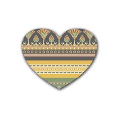 Seamless-pattern-egyptian-ornament-with-lotus-flower Rubber Heart Coaster (4 Pack) by Jancukart