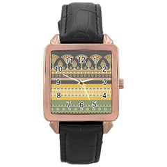 Seamless-pattern-egyptian-ornament-with-lotus-flower Rose Gold Leather Watch  by Jancukart