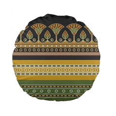 Seamless-pattern-egyptian-ornament-with-lotus-flower Standard 15  Premium Flano Round Cushions