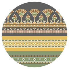 Seamless-pattern-egyptian-ornament-with-lotus-flower Round Trivet by Jancukart