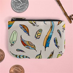 Vector-boho-doodle-feathers-seamless-pattern-illustration Mini Coin Purse by Jancukart