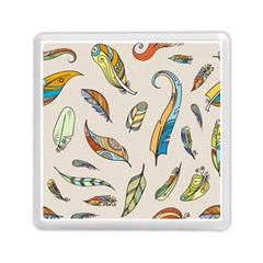 Vector-boho-doodle-feathers-seamless-pattern-illustration Memory Card Reader (square)