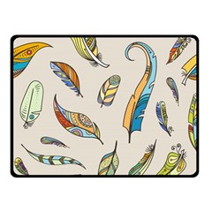 Vector-boho-doodle-feathers-seamless-pattern-illustration Double Sided Fleece Blanket (small) 