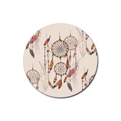 Coloured-dreamcatcher-background Rubber Round Coaster (4 Pack)