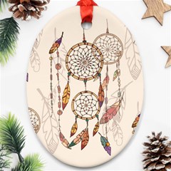 Coloured-dreamcatcher-background Oval Ornament (two Sides)