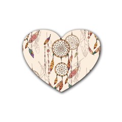 Coloured-dreamcatcher-background Rubber Coaster (heart)