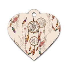 Coloured-dreamcatcher-background Dog Tag Heart (two Sides)