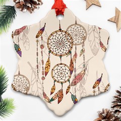 Coloured-dreamcatcher-background Snowflake Ornament (two Sides)