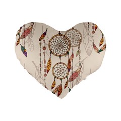 Coloured-dreamcatcher-background Standard 16  Premium Heart Shape Cushions