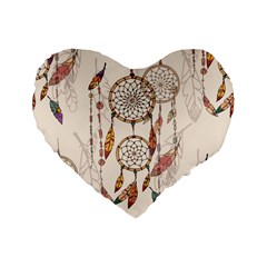 Coloured-dreamcatcher-background Standard 16  Premium Flano Heart Shape Cushions