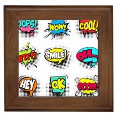 Set-colorful-comic-speech-bubbles Framed Tile