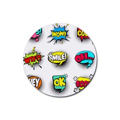 Set-colorful-comic-speech-bubbles Rubber Coaster (round)