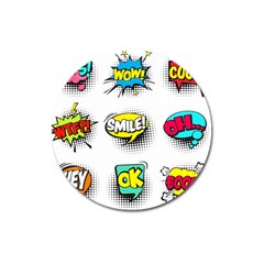 Set-colorful-comic-speech-bubbles Magnet 3  (round)