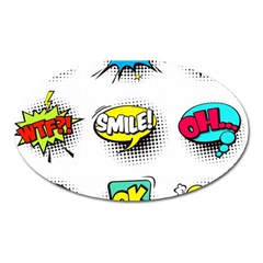 Set-colorful-comic-speech-bubbles Oval Magnet by Jancukart