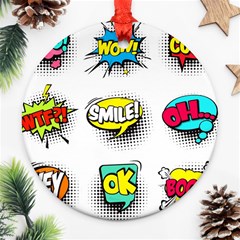 Set-colorful-comic-speech-bubbles Round Ornament (two Sides)