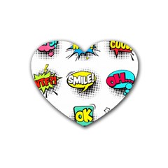 Set-colorful-comic-speech-bubbles Rubber Heart Coaster (4 Pack) by Jancukart