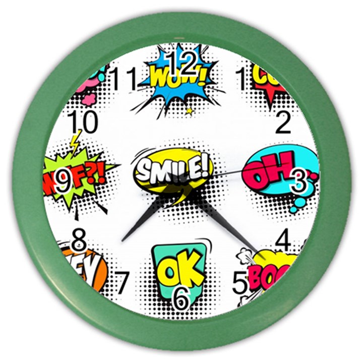 Set-colorful-comic-speech-bubbles Color Wall Clock