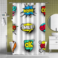 Set-colorful-comic-speech-bubbles Shower Curtain 48  X 72  (small) 