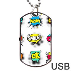 Set-colorful-comic-speech-bubbles Dog Tag Usb Flash (one Side) by Jancukart