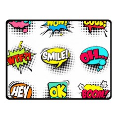 Set-colorful-comic-speech-bubbles Double Sided Fleece Blanket (small)  by Jancukart