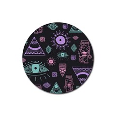 Vintage-seamless-pattern-with-tribal-art-african-style-drawing Rubber Coaster (round)